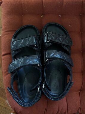Tony Bianco Black Quilted Strap Sandals